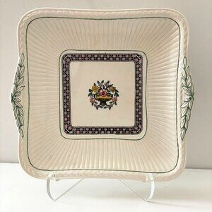 Wedgwood Vintage Trentham Red Square Flower Urn Handled Cake Plate England 9.5"